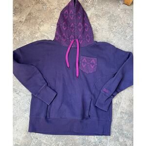 Cruel Activewear Western Cowgirl Hoodie Purple Print Sweatshirt, Women's size L